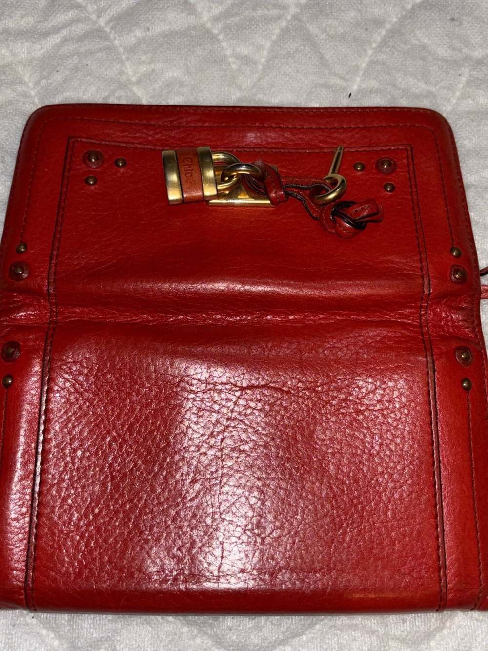 Chloé Paddington Red Orange Leather Continental Wallet - Picture 2 of 6